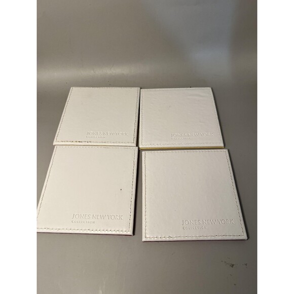 Jones New York Collection Coasters Set 4 Embossed Faux Leather with Storage Case - Picture 4 of 5